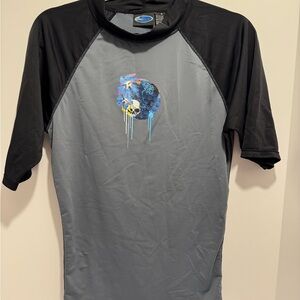 Kanu Surf Mens Sprint Upf50Short Sleeve Sun Protective Rashguard Swim Shirt Med